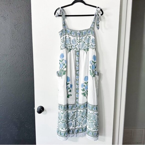 Juliet Dunn Dress Poppy Tie Shoulder Floral MidiSummer White Size 1 4/6 - Picture 4 of 9